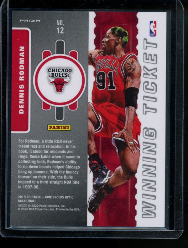 Dennis Rodman 2019-20 Panini Donruss Optic Winning Ticket Red Cracked Ice