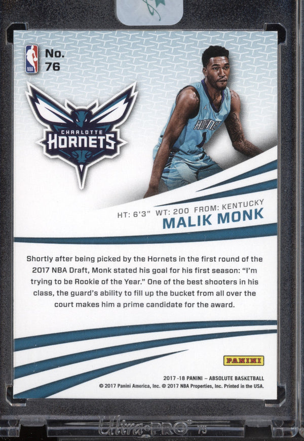 Malik Monk 2017/18 Panini Absolute Uncirculated RC