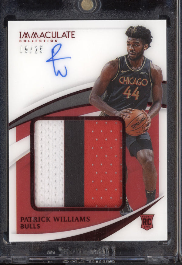 Patrick Williams 2020-21 Panini Immaculate PPA-PWL Premium Patch Auto Red RC 19/25