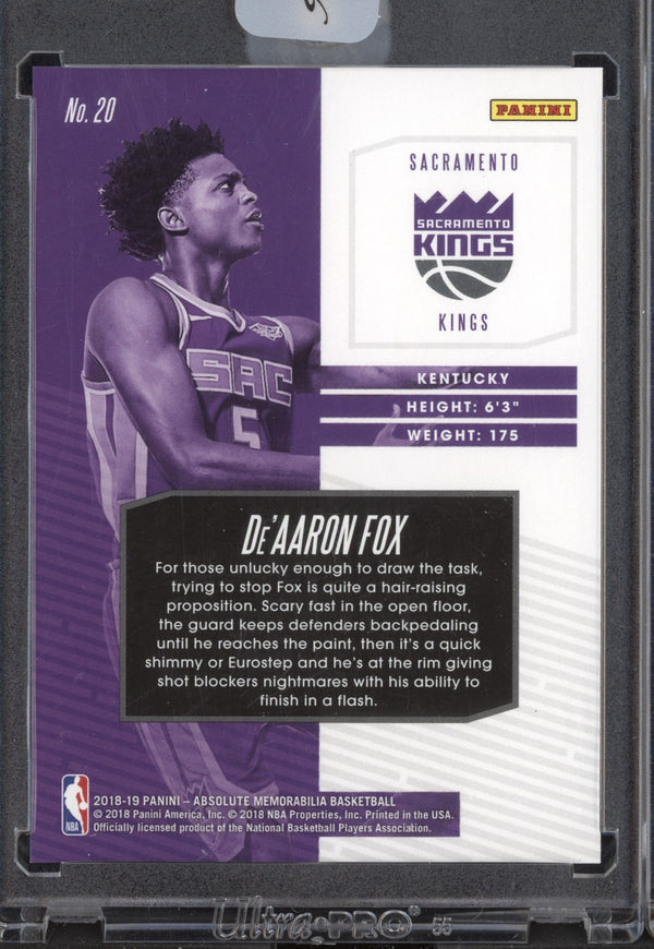 De'Aaron Fox 2018/19 Panini Absolute Memorabilia Uncirculated