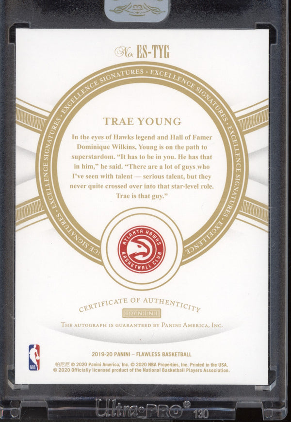 Trae Young 2019-20 Panini Flawless ES-TYG Excellence Signatures Ruby 03/15