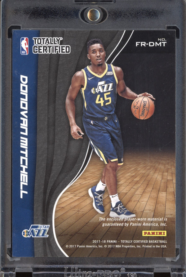 Donovan Mitchell 2017-18 Panini Totally Certified Fabric of the Game Rookie Green RC 4/5