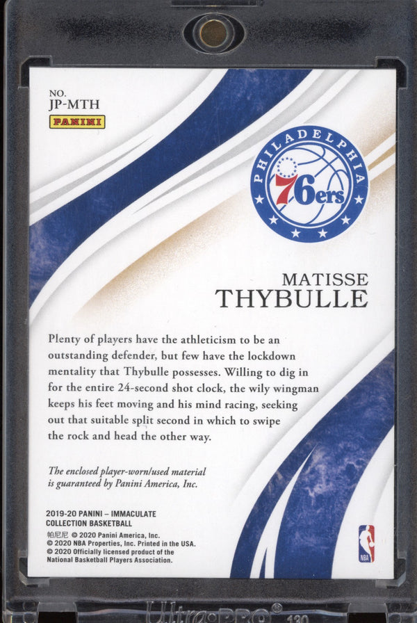 Matisse Thybulle 2019-20 Panini Immaculate Jersey Number Jumbo Patch RC 10/50