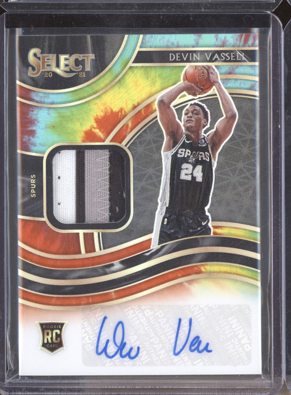 Devin Vassell 2020-21 Panini Select RJA-VAS Rookie Jersey Auto Tie Dye RC 7/25