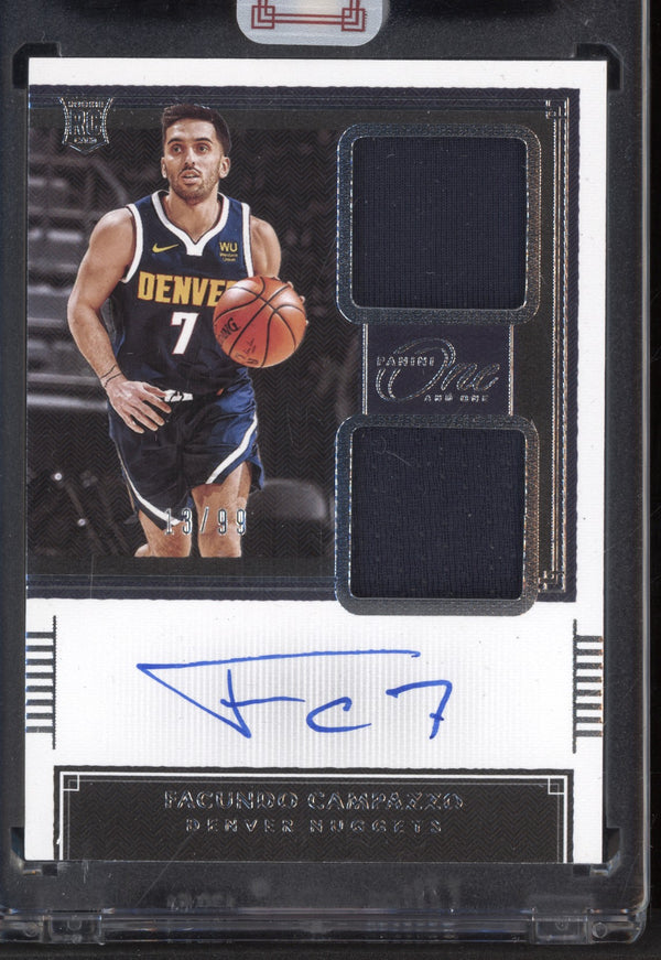 Facundo Campazzo 2020-21 Panini One and One Rookie Dual Jersey Auto RC 13/99