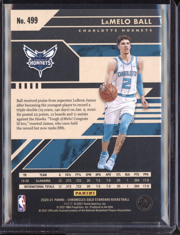 LaMelo Ball 2020-21 Panini Chronicles Gold Standard Gold RC 04/10