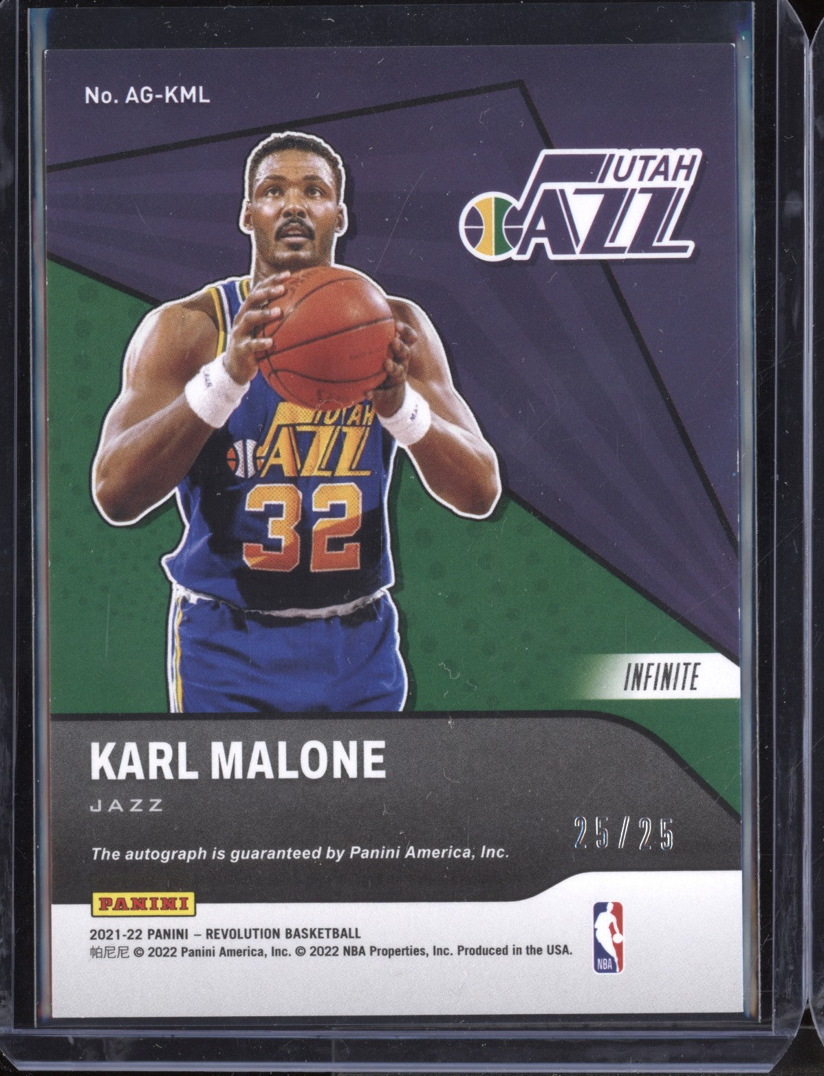 Karl Malone 2021-22 Panini Revolution Infinitie Auto 25/25