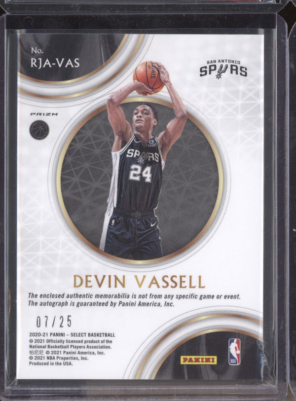 Devin Vassell 2020-21 Panini Select RJA-VAS Rookie Jersey Auto Tie Dye RC 7/25