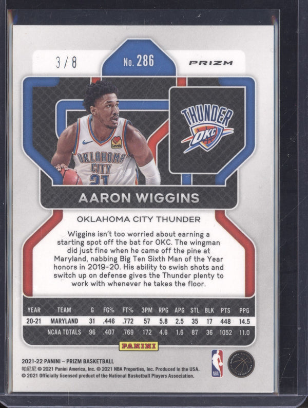 Aaron Wiggins 2021-22 Panini Prizm 286 Choice Green RC 3/8