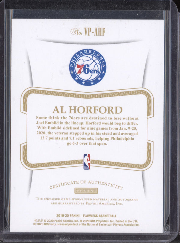 Al Horford 2019-20 Panini Flawless VP-AHF Vertical Patch Auto 4/15