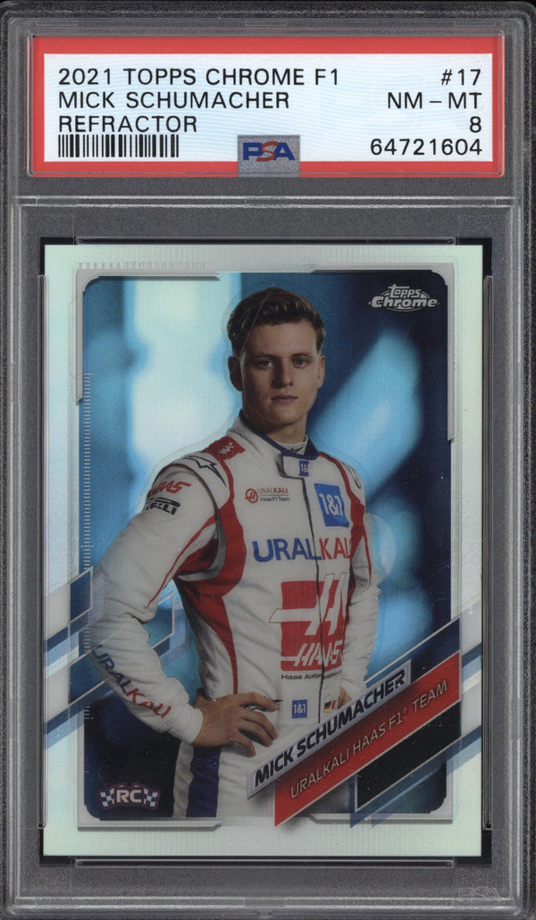 Mick Schumacher 2021 Topps Chrome Formula One Refractor RC PSA  8