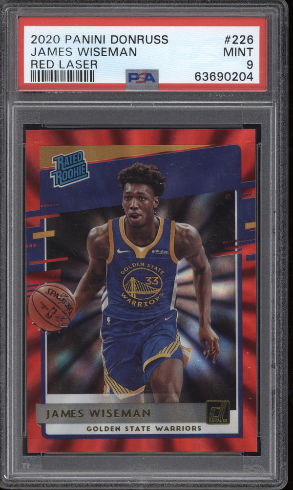 James Wiseman 2020/21 Panini Donruss Rated Rookie Red Laser RC 42/99 PSA 9