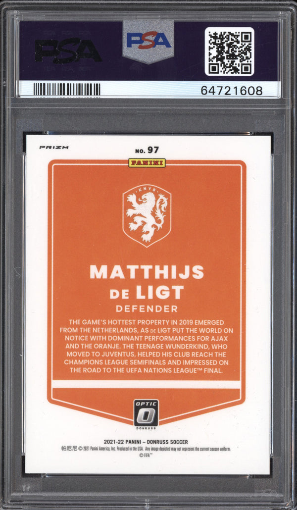 Matthijs de Ligt 2021-22 Panini Donruss Road to Qatar Optic Gold 02/10 PSA  9