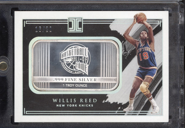 Willis Reed 2020-21 Panini Impeccable 26 Hall of Fame .999 fine Silver Bar 16/20