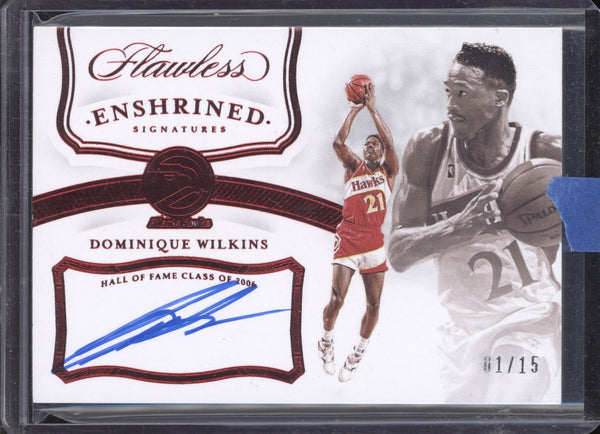 Dominique Wilkins 2019-20 Panini Flawless ES-DWL Enshrined Signatures Red 01/15