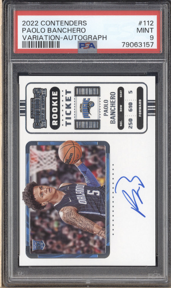 Paolo Banchero 2022-23 Panini Contenders Rookie Ticket Auto Variation RC PSA 9