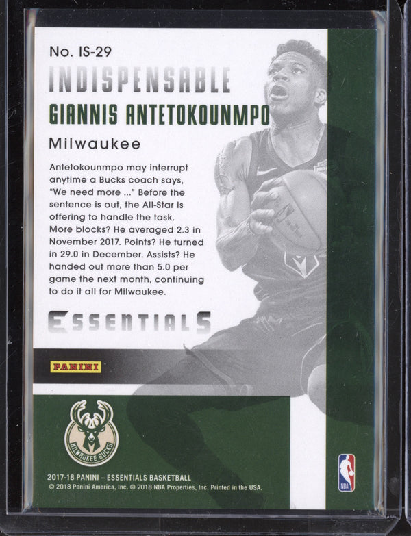 Giannis Antetokounmpo 2017/18 Panini Essentials Indispensable Stars