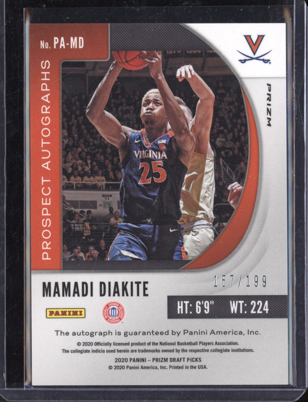 Mamadi Diakite 2020/21 Panini Prizm Draft Picks Prospect Autographs Red Prizm RC 157/199