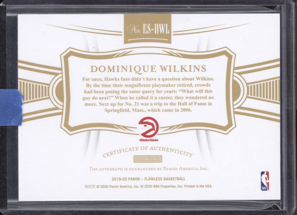 Dominique Wilkins 2019-20 Panini Flawless ES-DWL Enshrined Signatures Red 01/15