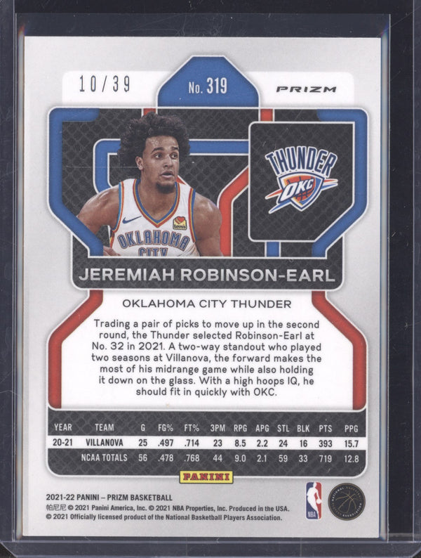 Jeremiah Robinson-Earl 2021-22 Panini Prizm 319 Choice Blue RC 10/39