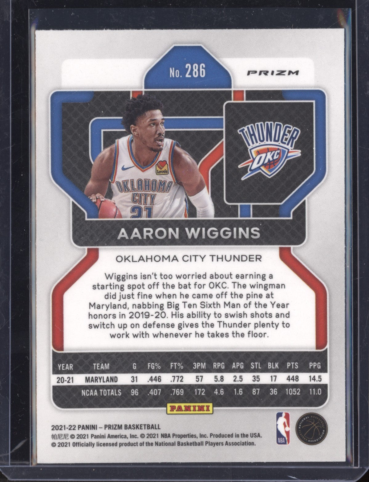 Aaron Wiggins 2021-22 Panini Prizm Hyper RC