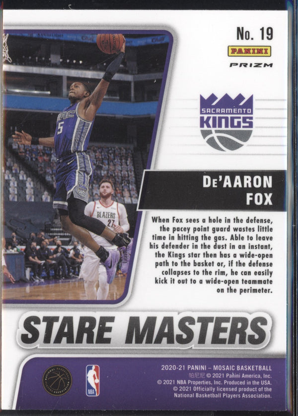 De'Aaron Fox  2020/21 Panini Mosaic Stare Masters