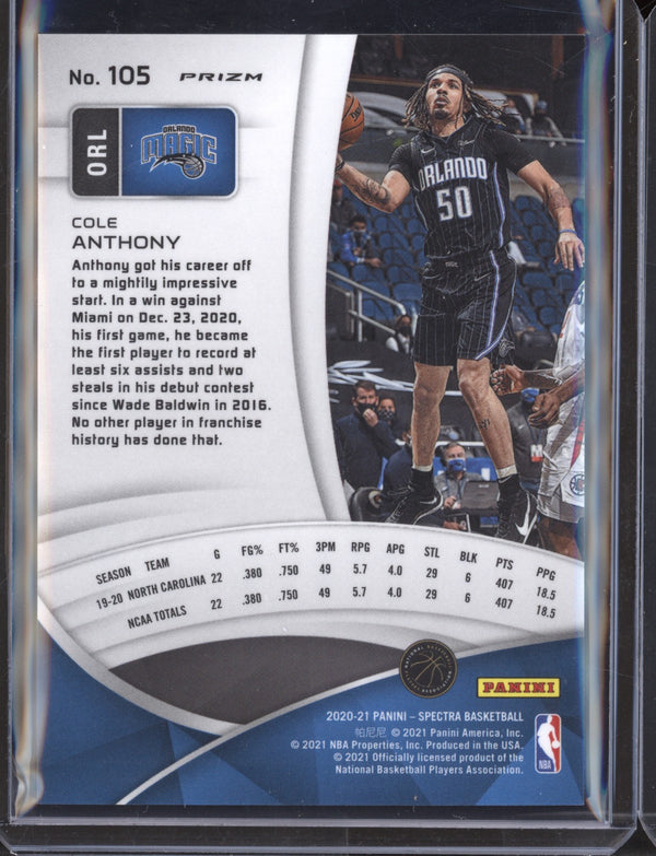 Cole Anthony 2020/21 Panini Spectra Tmall RC