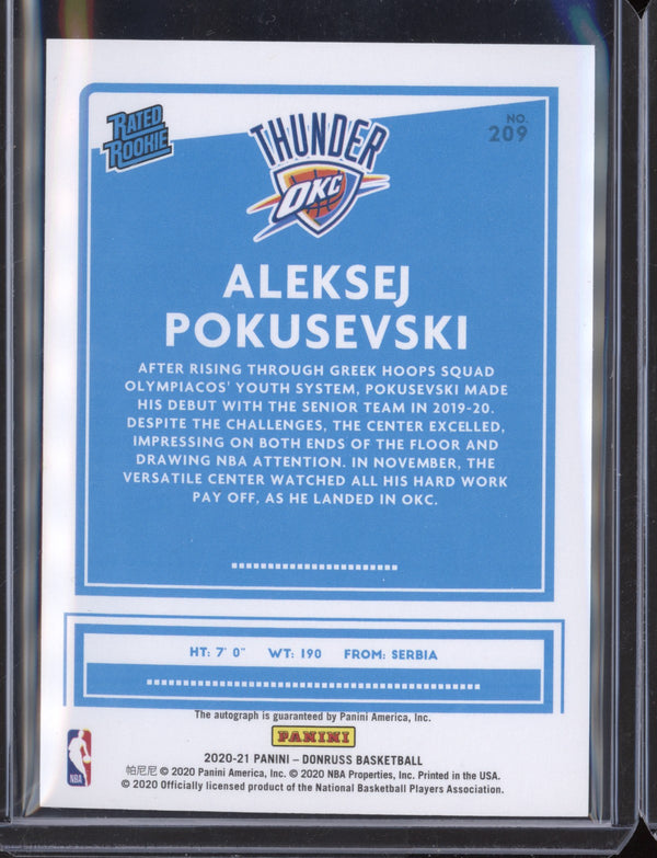 Aleksej Pokusevski 2020-21 Panini Donruss Choice Black Choice Signatures RC 1/1