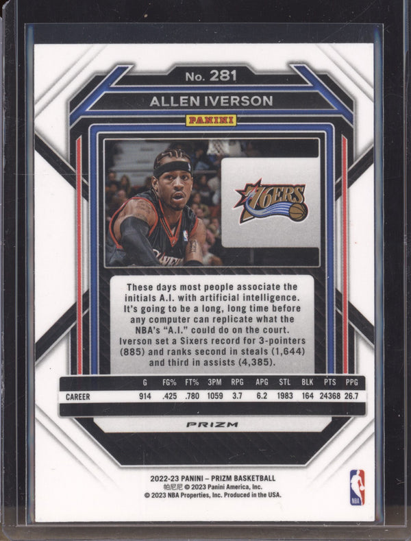 Allen Iverson 2022-23 Panini Prizm 281 Choice Blue Yellow Green