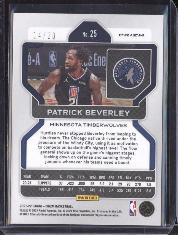 Patrick Beverley 2021-22 Panini Prizm 25 Fast Break Bronze 14/20