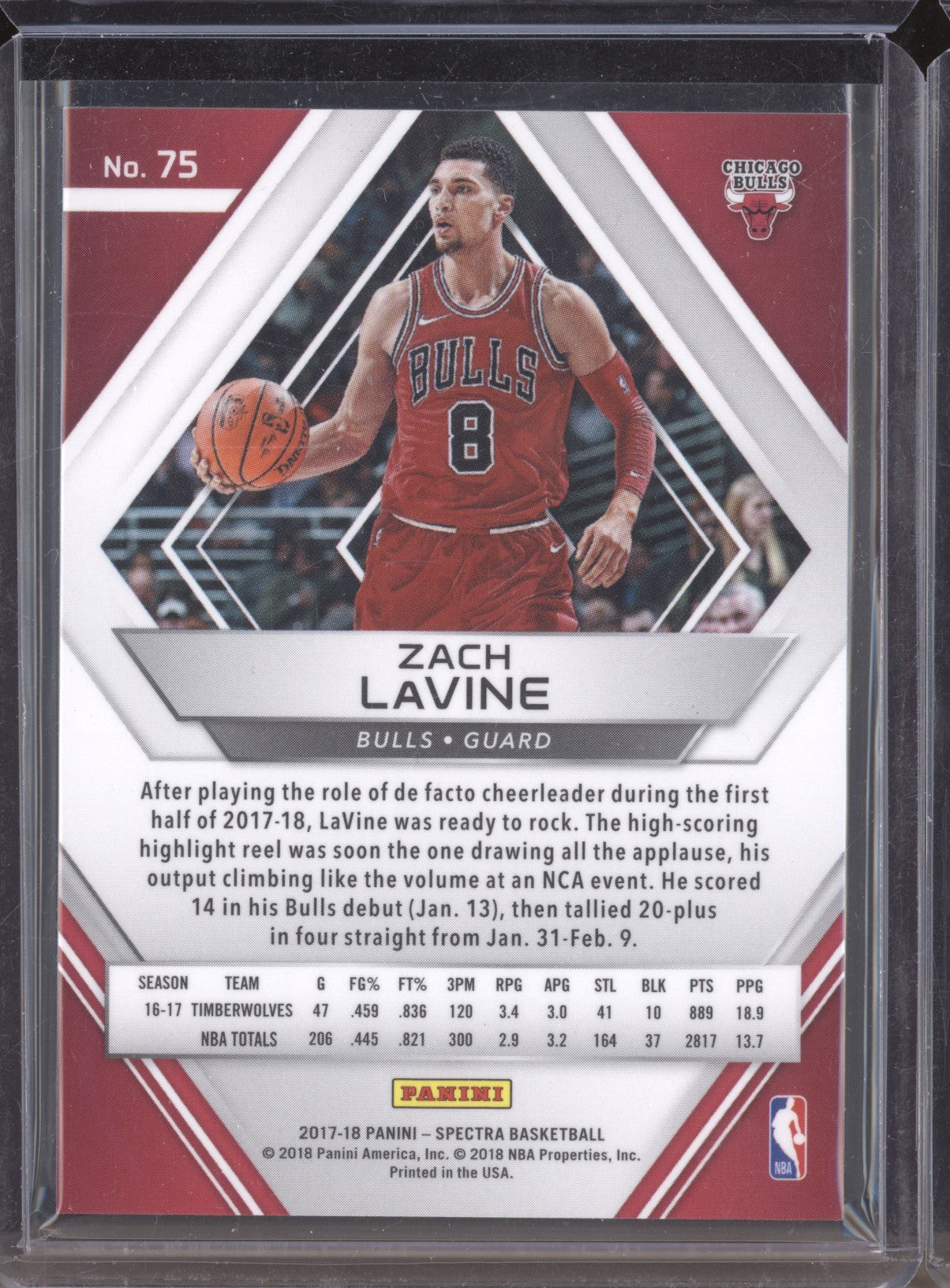 Zach Lavine 2017-18 Panini Spectra 75