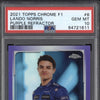 Lando Norris 2021 Topps Chrome Formula One Purple Refractor 227/399 PSA  10