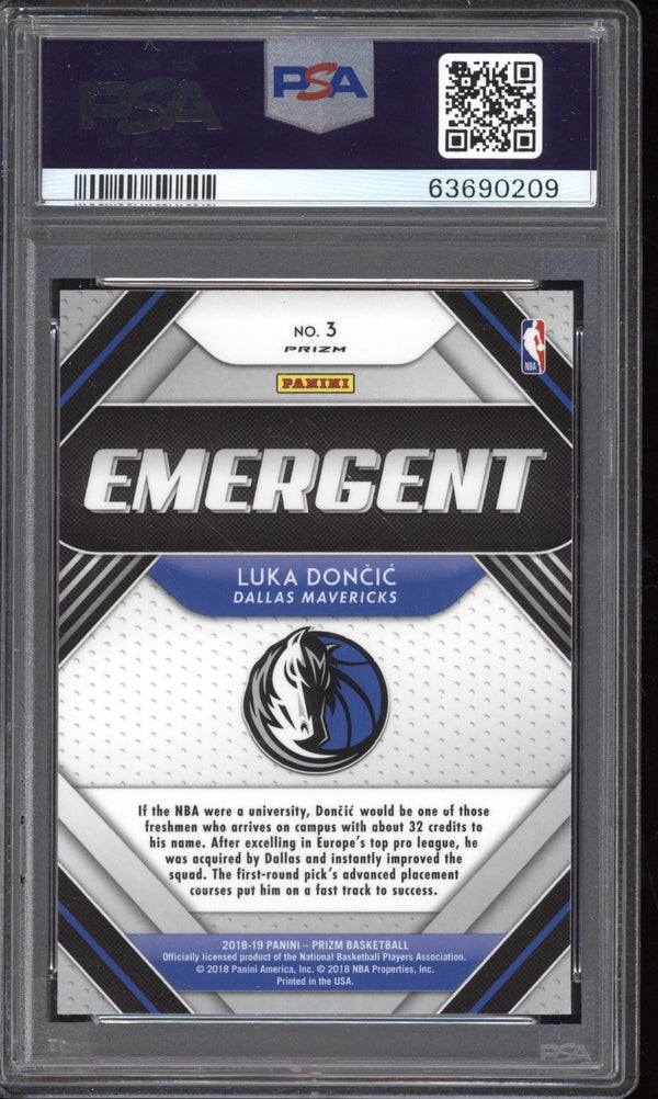 Luka Doncic 2018/19 Panini Prizm Emergent Silver RC PSA 9