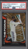 Pierre Gasly 2021 Topps Chrome Formula One Path to the Podium Gold Wave 15/50 PSA  10