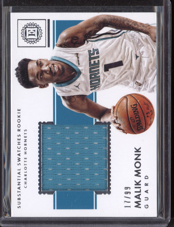 Malik Monk 2017-18 Panini Encased Sensational Swatches Jersey RC 17/99