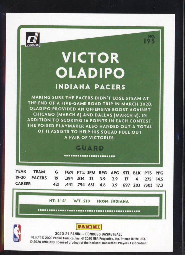 Victor Oladipo 2020/21 Panini Donruss Choice Red  14/99