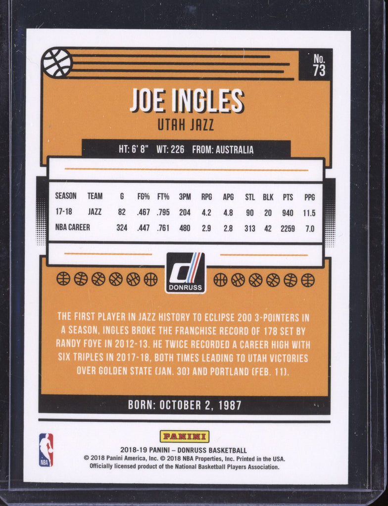 Joe Ingles 2018/19 Panini Donruss Press Proof Silver 296/349 - The Hobby