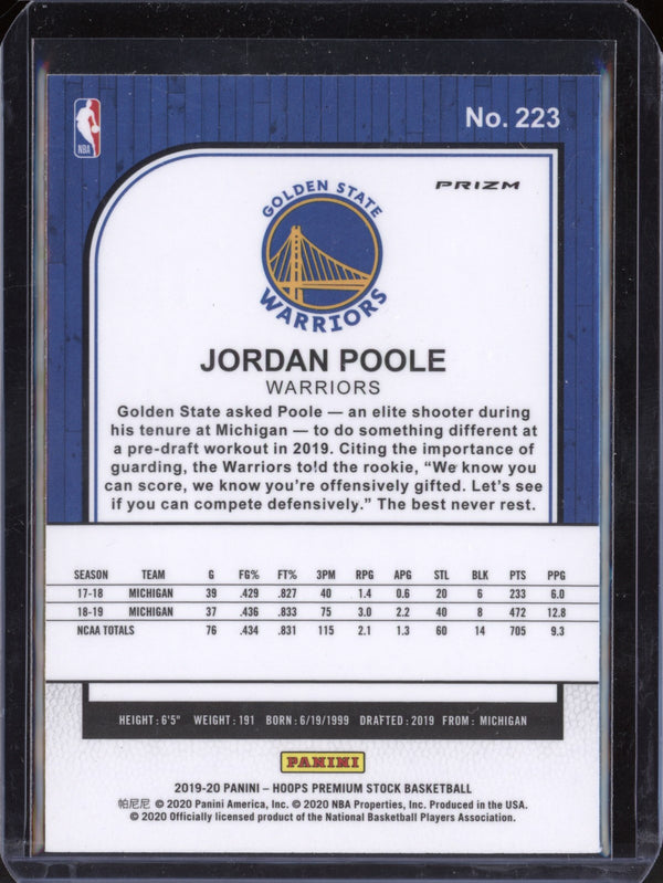 Jordan Poole 2019/20 Panini Hoops Premium Stock Silver Laser RC