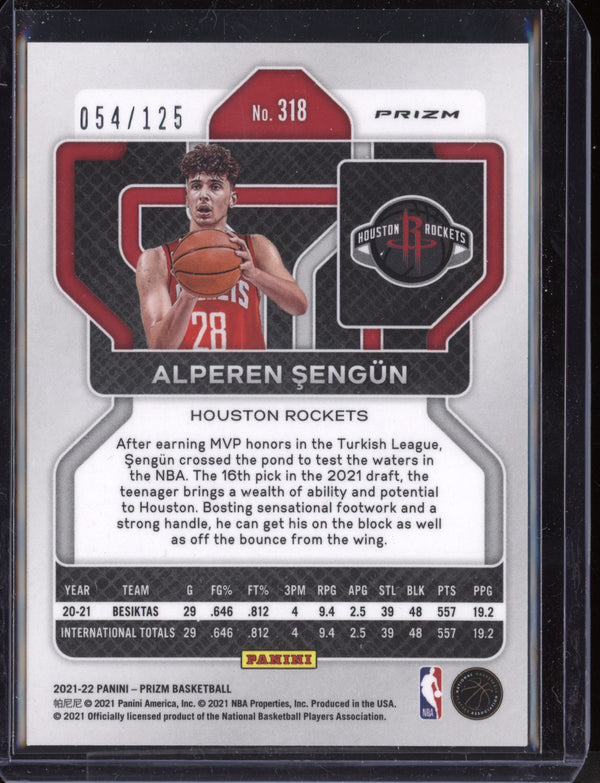 Alperen Sengun 2021-22 Panini Prizm Blue Cracked Ice RC 54/125