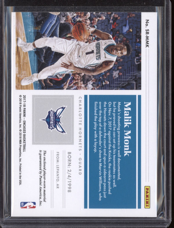 Malik Monk 2017-18 Panini Encased Sensational Swatches Jersey RC 17/99