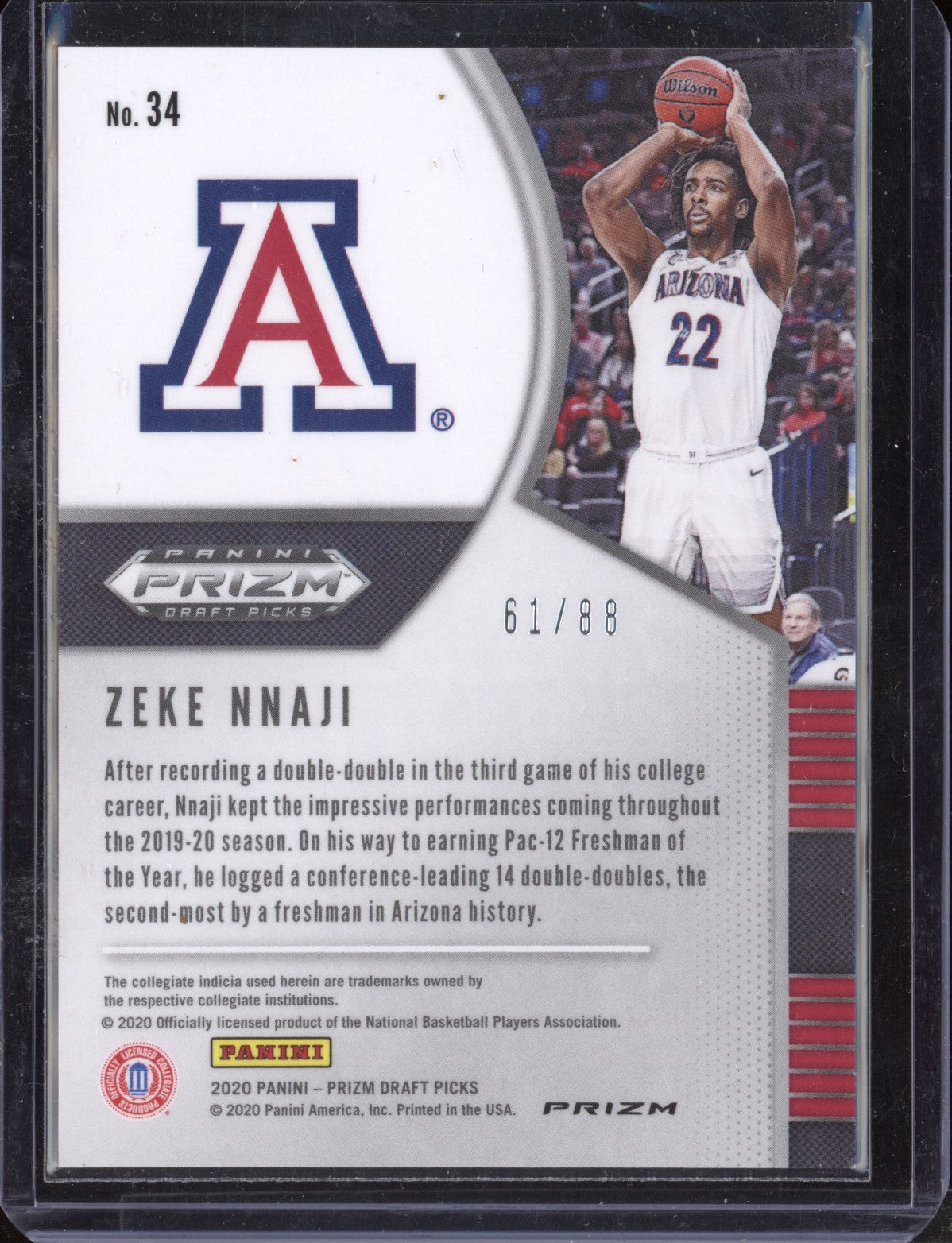 Zeke Nnaji 2020/21 Panini Prizm Draft Picks Red Scope Prizm RC 61/88