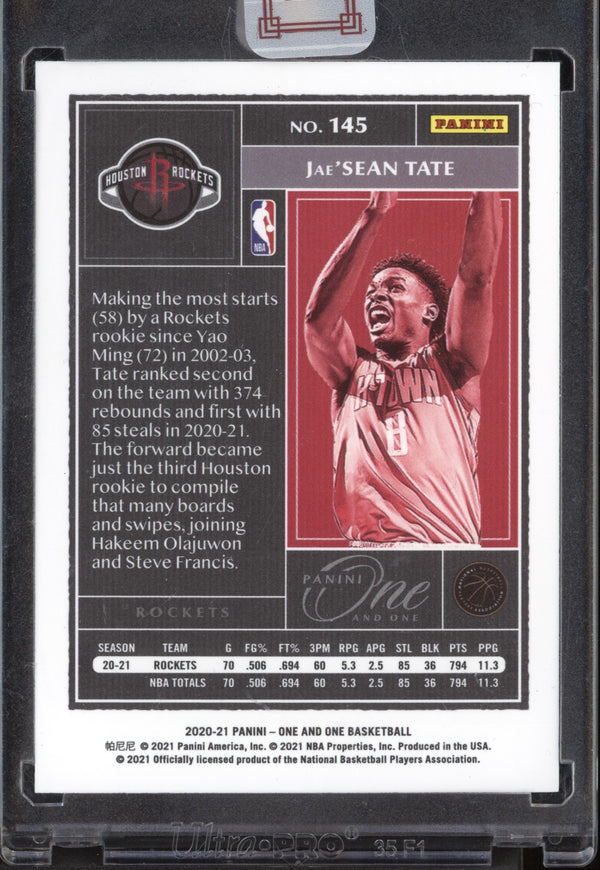 Jae'Sean Tate 2020-21 Panini One and One 145 RC 92/99