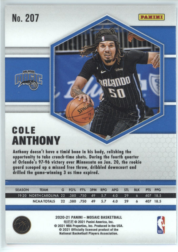 Cole Anthony 2020-21 Panini Mosaic RC