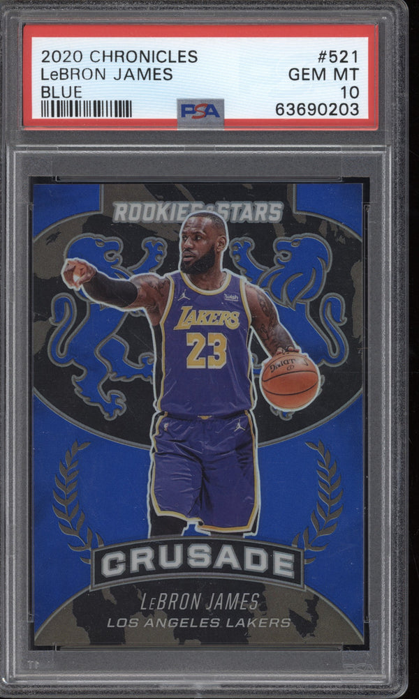 LeBron James 2020/21 Panini Chronicles Crusade Blue 37/99 PSA 10