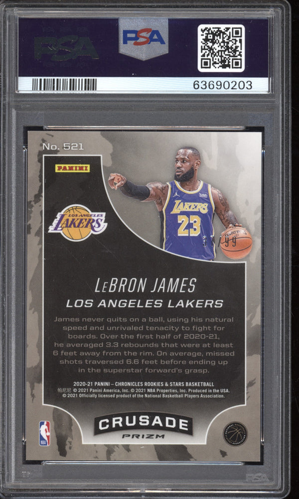 LeBron James 2020/21 Panini Chronicles Crusade Blue 37/99 PSA 10