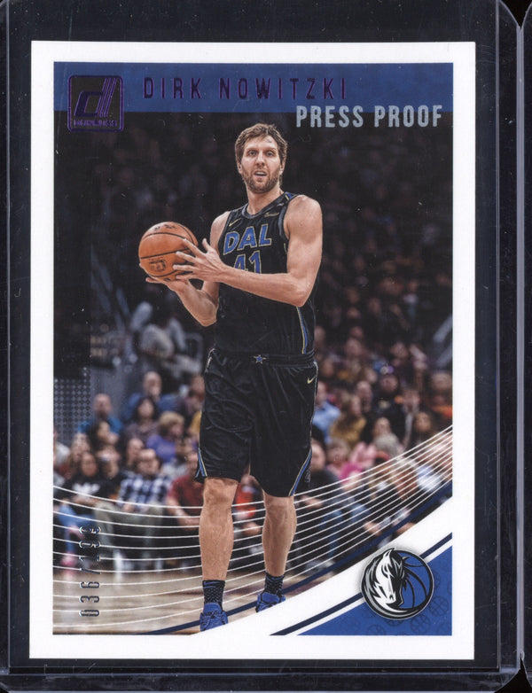 Dirk Nowitzki 2018/19 Panini Donruss Press Proof Purple 36/199