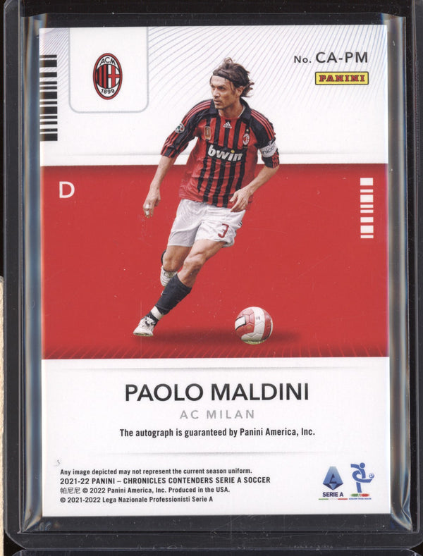 Paolo Maldini 2021-22 Panini Chronicles Soccer CA-PM Contenders Auto 95/99