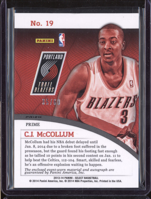 C.J. McCollum 2013-14 Panini Select 19 Rookie Jerseys Auto Purple RC 35/60