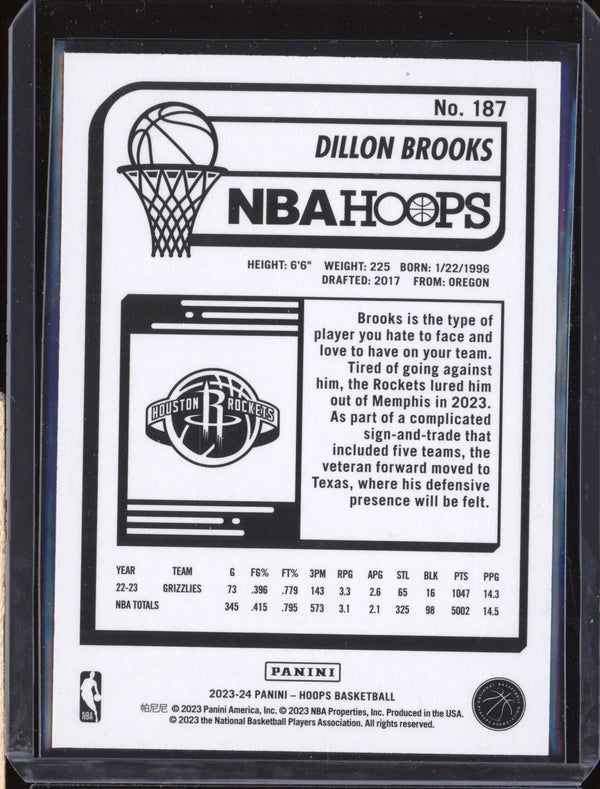 Dillon Brooks 2023/24 Panini Hoops 187 Silver 187/199