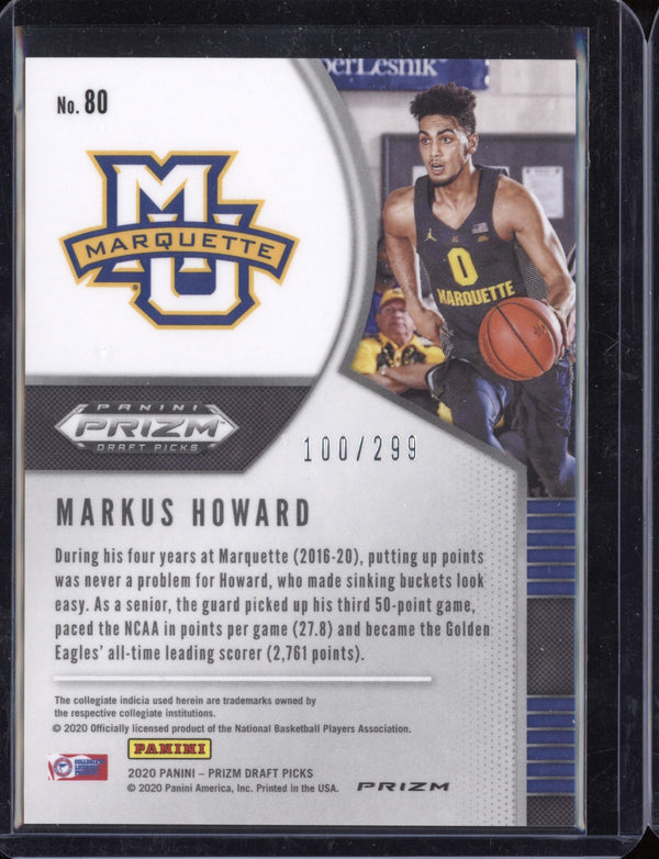 Markus Howard 2020/21 Panini Prizm Draft Picks Red Prizm RC 100/299